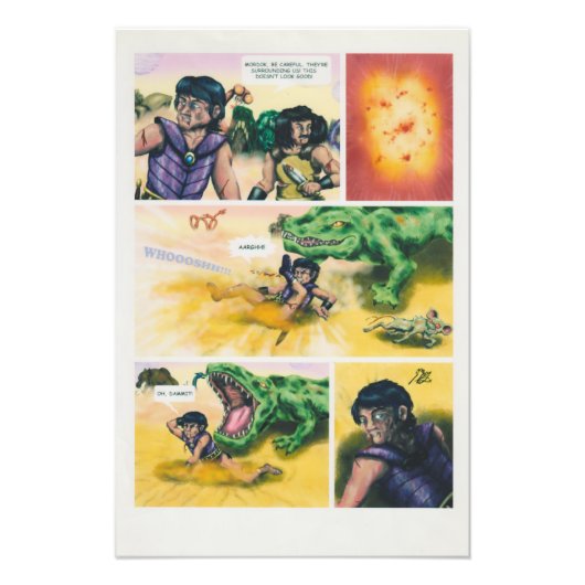 Krieger des Fantasiekrieges im Comic kämpfen gegen Fotodruck (Vorne)