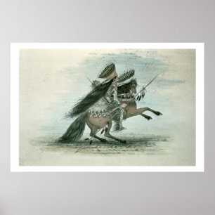 Krieger des Krähen-Stammes (w/c auf Papier) Poster