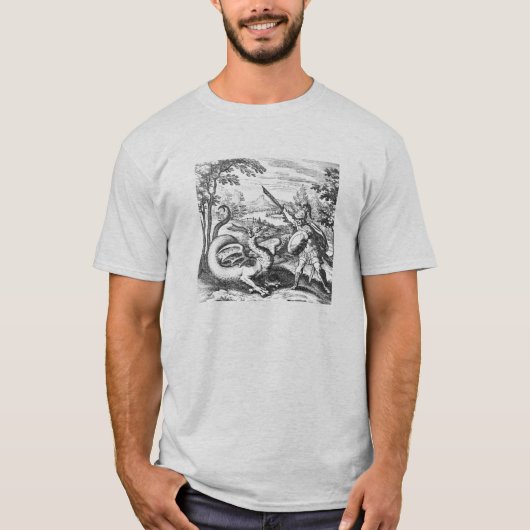 Krieger des mittelalterlichen Drachen T-Shirt (Vorderseite)