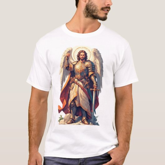 Krieger-Erzengel Michael Herren T-Shirt (Vorderseite)
