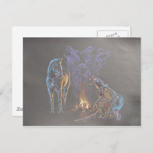 Krieger für den heimischen Amerikanische Ureinwohn Postkarte (Vorne/Hinten)