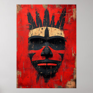 Krieger-Geist-Maske – Eingeborenen-Stammesmacht Poster
