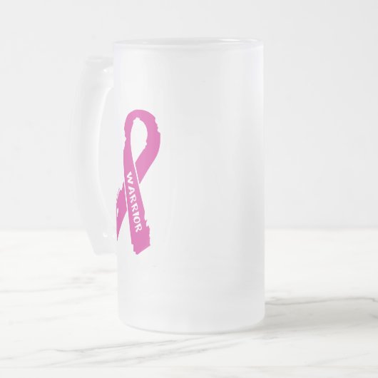 Krieger/gerissenes Band...Brustkrebs Mattglas Bierglas (Vorderseite Links)