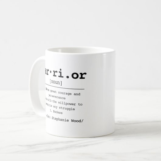 Krieger, Geschenk des Krebskampfs, Anonyme Alkohol Kaffeetasse (Vorderseite Links)