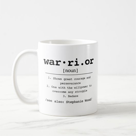 Krieger, Geschenk des Krebskampfs, Anonyme Alkohol Kaffeetasse (Links)