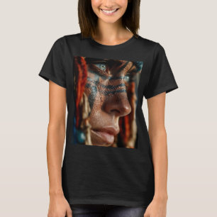 Krieger-Gesicht-Kunst-T-Shirt   Stammeskrieger-Gra T-Shirt