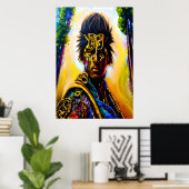 Krieger in farbenfroher Rüstung | AI Art Poster (Heimbüro)