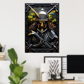Krieger in schwarzer Rüstung | AI Art Poster (Heimbüro)