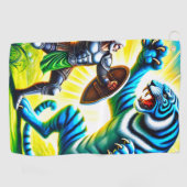 Krieger kämpfen um einen Tiger Golfhandtuch (Horizontal)