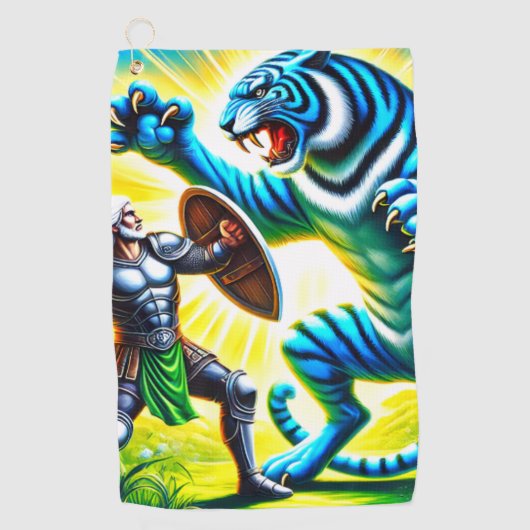 Krieger kämpfen um einen Tiger Golfhandtuch (Vorderseite)
