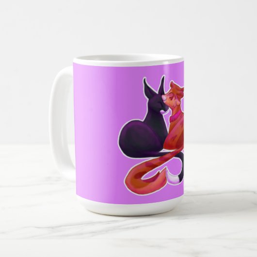 Krieger-Katzen-lesbische Prinzessin Loving Mug Kaffeetasse (Vorderseite Links)