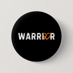Krieger Leukämie Krebs kämpfender Herz Orange Ribb Button