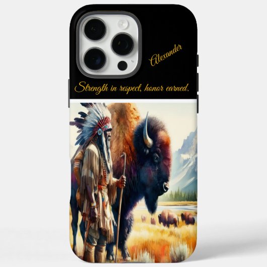 Krieger mit Bison. Case-Mate iPhone Hülle (Rückseite)