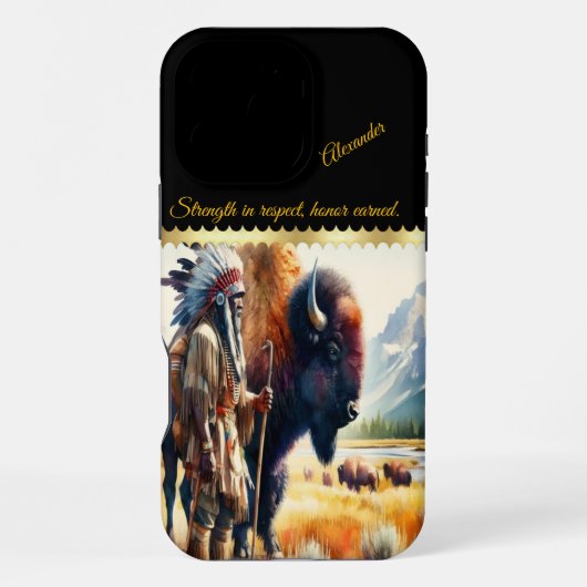 Krieger mit Bison. iPhone Hülle (Rückseite)