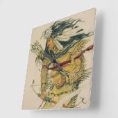 Krieger mit flammendem Pfeil an der Wand Quadratische Wanduhr (Winkel)