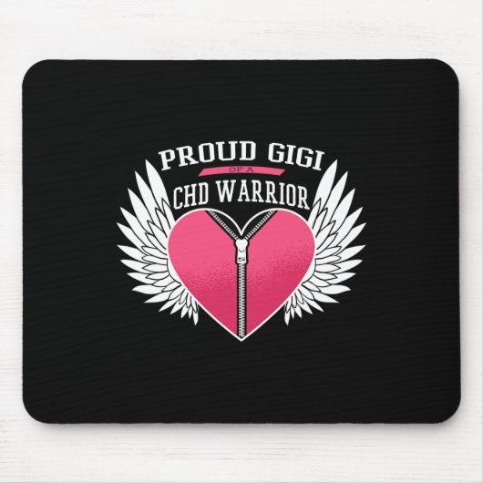 Krieger Proud Gigi Zipper Herz mit Engel Flügel Mousepad (Vorne)