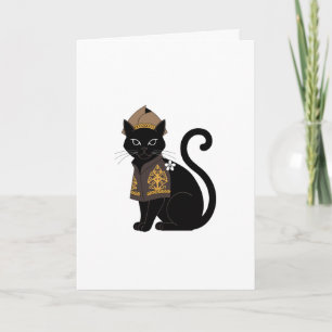 Krieger-Schwarze-Katze-Grußkarte Karte