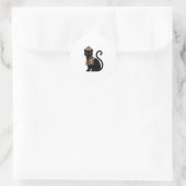 Krieger-Schwarzkatzen-Aufkleber Runder Aufkleber (Tasche)