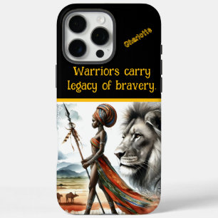 Krieger steht groß gegen afrikanische Kulisse iPhone 16 Pro Max Hülle