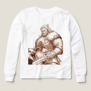 Krieger steht über Monster-T-Shirt