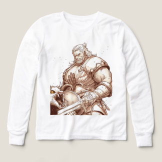 Krieger steht über Monster-T-Shirt