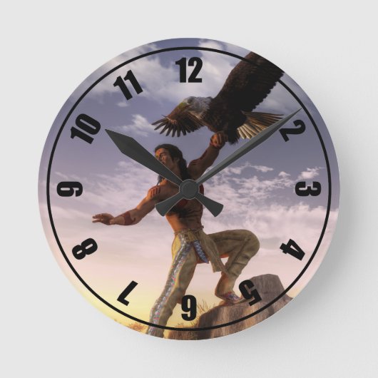 Krieger und Adler Runde Wanduhr (Vorderseite)