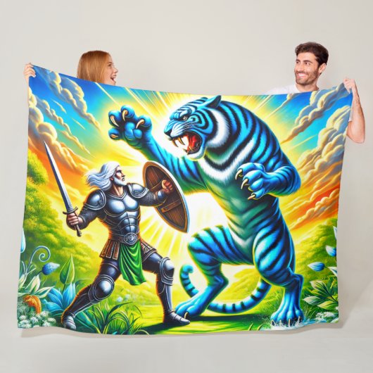 Krieger und ein Tiger Fleecedecke (Beispiel)