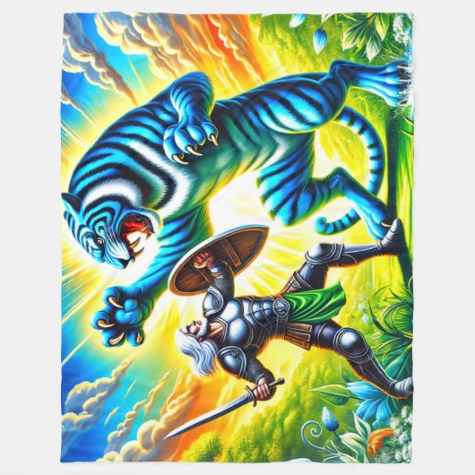 Krieger und ein Tiger Fleecedecke (Vorderseite)