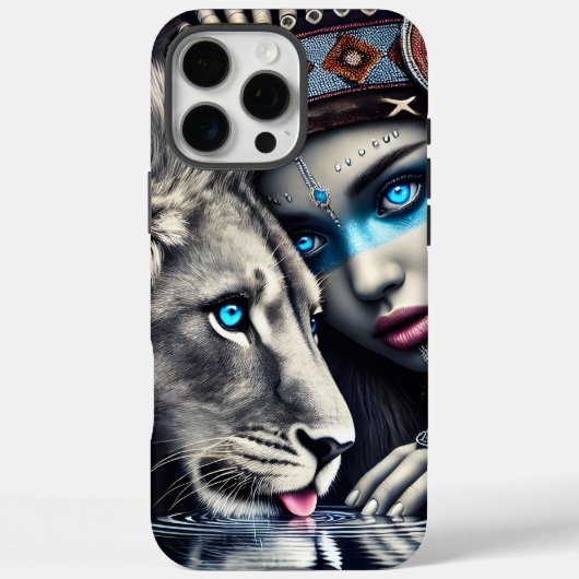 Krieger und Löwe unter Mondlicht Case-Mate iPhone Hülle (Rückseite)