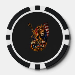 Krieger-Vater-Löwe-Amerikanische-Flagge-Gitarre Pokerchips