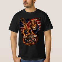 Krieger-Vater-Löwe-Amerikanische-Flagge-Gitarre-T-