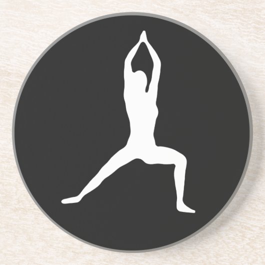 Krieger-Yoga-Pose-Silhouette Untersetzer (Vorne)