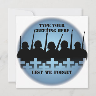 Kriegerdenkmal-Einladungen Lest We Forget RSVP-Kar Einladung