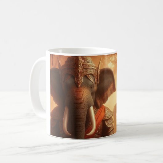 "Kriegerelefant im Wald" Kaffeetasse (Vorderseite Links)