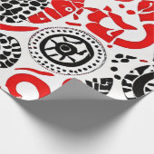 Kriegergeist: Rot, Schwarz und Weiß Geschenkpapier (Ecke)