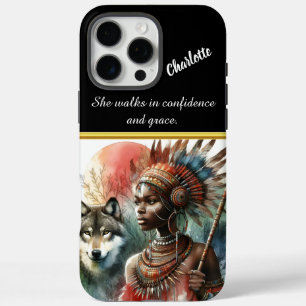 Kriegergöttin mit ihrem Wolfsbegleiter iPhone 16 Pro Max Hülle