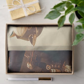 Kriegerin in Schwarz mit Katzen-Dekoupage Seidenpapier (Geschenk)