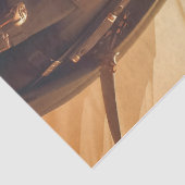 Kriegerin in Schwarz mit Katzen-Dekoupage Seidenpapier (Detail)