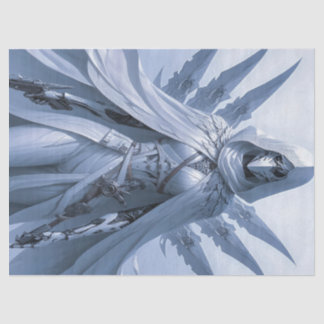Kriegerin mit Blades in weißer Decoupage Seidenpapier