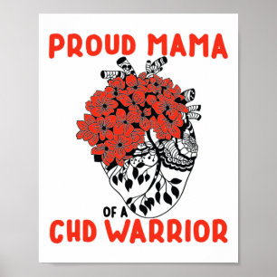 Kriegerin Stolz Mama Hübsche Rote Florale Herz Ges Poster