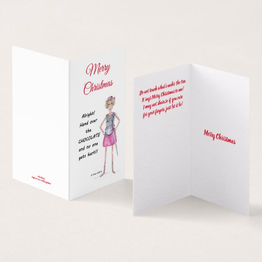 Kriegerin verlangt Übergabe der Schokoladenkizze (Innenseite und Außenseite)