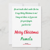 Kriegerin verlangt Übergabe der Schokoladenkizze Feiertagskarte (Rückseite)