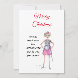 Kriegerin verlangt Übergabe der Schokoladenkizze Feiertagskarte