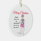 Kriegerin verlangt Übergabe der Schokoladenkizze Keramik Ornament (Rechts)