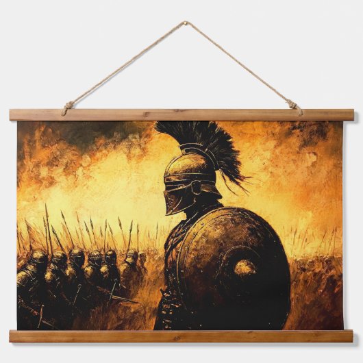 Kriegerin Wandteppich Mit Holzrahmen (Vorne)