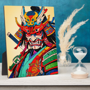 Kriegerischer Samurai-Krieger – Farbiger japanisch Fotoplatte