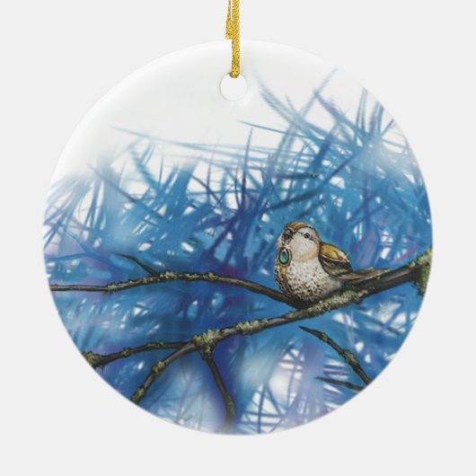 kriegerischer Vogel Keramik Ornament (Hinten)