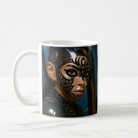 Kriegerisches Stammeskrieger-Gesicht Kaffeetasse (Links)