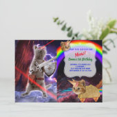 Kriegerkatze mit Lasern aus dem Auge Einladung (Stehend Vorderseite)