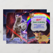 Kriegerkatze mit Lasern aus dem Auge Einladung (Vorne/Hinten)